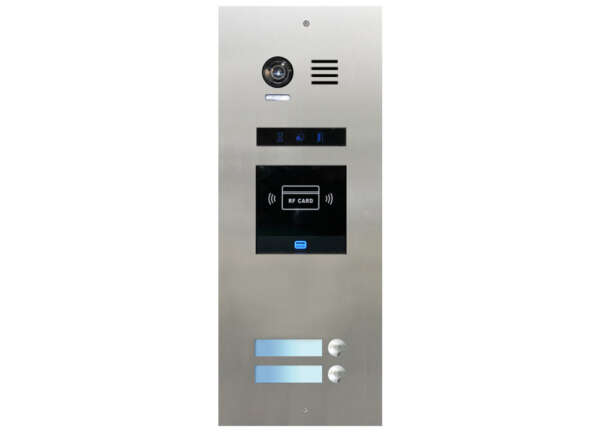 FRC2SN/ID/IN μπουτονιέρα INOX χωνευτή, 2 μπουτόν, με καρτ/γνωστη BUS-2