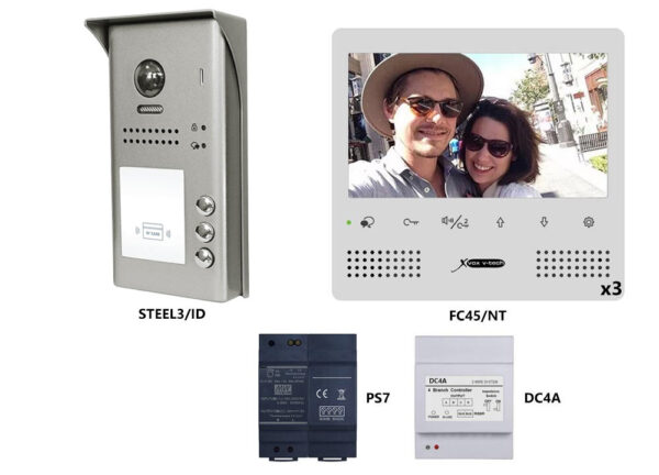 KIT3-NT3/ID Door station ΚΙΤ with 3 buttons + 3 screens 7"