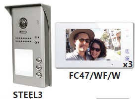 KIT3-WF3 Μπουτονιέρα ΚΙΤ με 3 μπουτόν + Οθόνη WiFi 7"